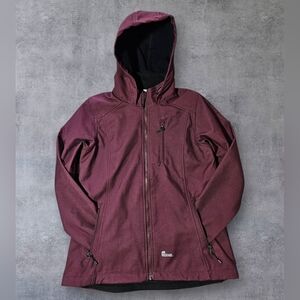 BERNE Zip Hood Work Jacket Long‎ Sleeve Maroon Red Womens Medium Coat Outdoors